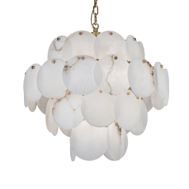zelnolighting Celestia Modern Round Alabaster Chandelier Light, Luxurious Round Chandelier - Zelno