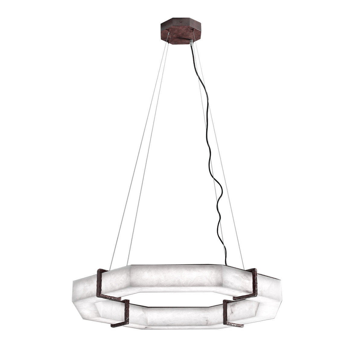 zelnolighting Celine Retro Alabaster Living Room Chandelier, Round Lamp Lighting - Zelno