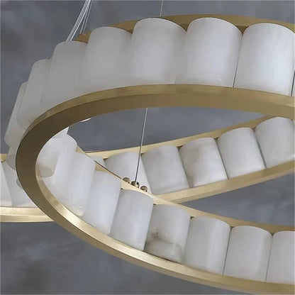 zelnolighting Gina Alabaster Circle Round Pendent Light, Galaxy Pendant Light - Zelno