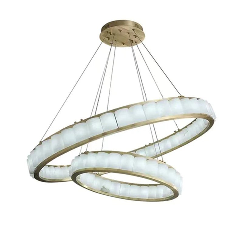 zelnolighting Gina Alabaster Circle Round Pendent Light, Galaxy Pendant Light - Zelno