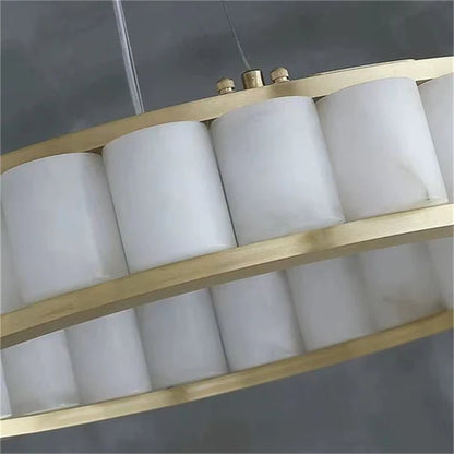 zelnolighting Gina Alabaster Circle Round Pendent Light, Galaxy Pendant Light - Zelno