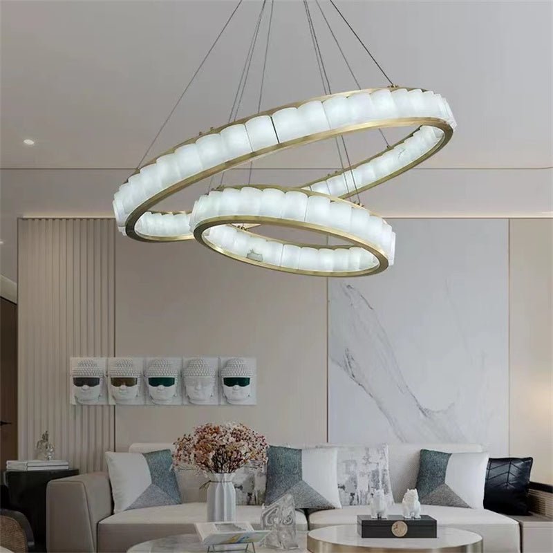 zelnolighting Gina Alabaster Circle Round Pendent Light, Galaxy Pendant Light - Zelno