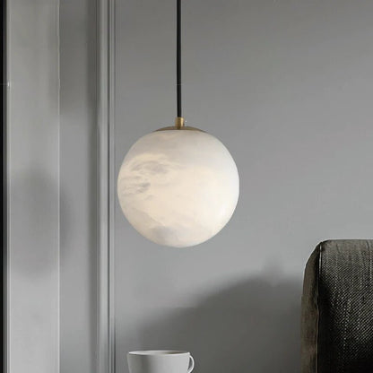 zelnolighting Hansa Alabaster Ball Pendant Light, Island Mini Pendant Light - Zelno