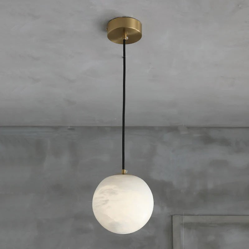 zelnolighting Hansa Alabaster Ball Pendant Light, Island Mini Pendant Light - Zelno
