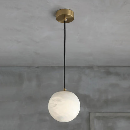 zelnolighting Hansa Alabaster Ball Pendant Light, Island Mini Pendant Light - Zelno