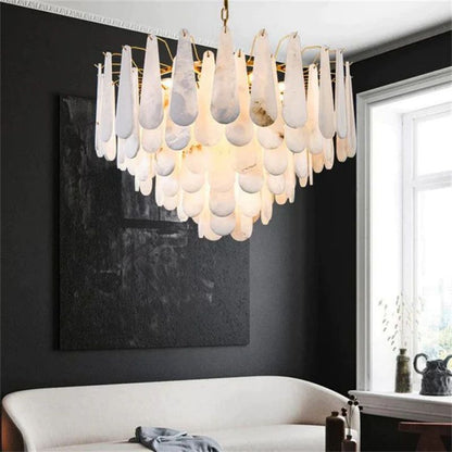 zelnolighting Laura Alabster Feathery Chandelier - Zelno