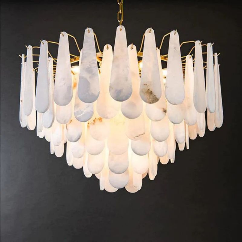 zelnolighting Laura Alabster Feathery Chandelier - Zelno