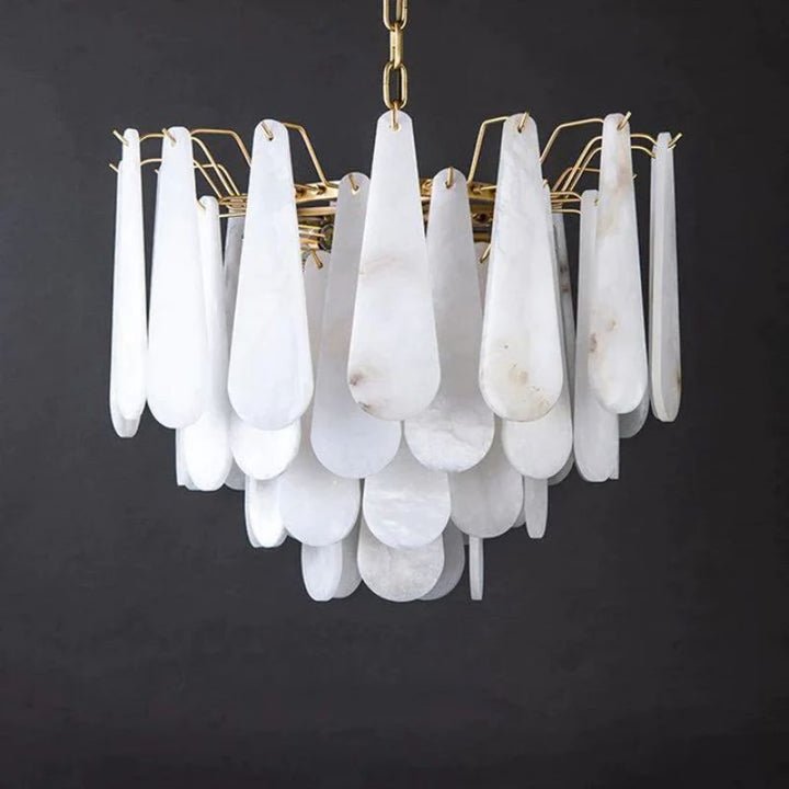 zelnolighting Laura Alabster Feathery Chandelier - Zelno