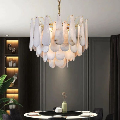 zelnolighting Laura Alabster Feathery Chandelier - Zelno