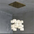 zelnolighting Modern Luxury Alabaster Cubic Round Pendant For Dining Table, Staircase - Zelno