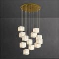 zelnolighting Modern Luxury Alabaster Cubic Round Pendant For Dining Table, Staircase - Zelno