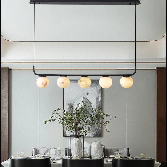zelnolighting Modern Luxury Alabaster Global Kitchen Island Pendant 5 Lights - Zelno