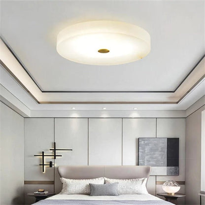 zelnolighting Modern Round Alabaster Flush Mounted chandelier - Zelno