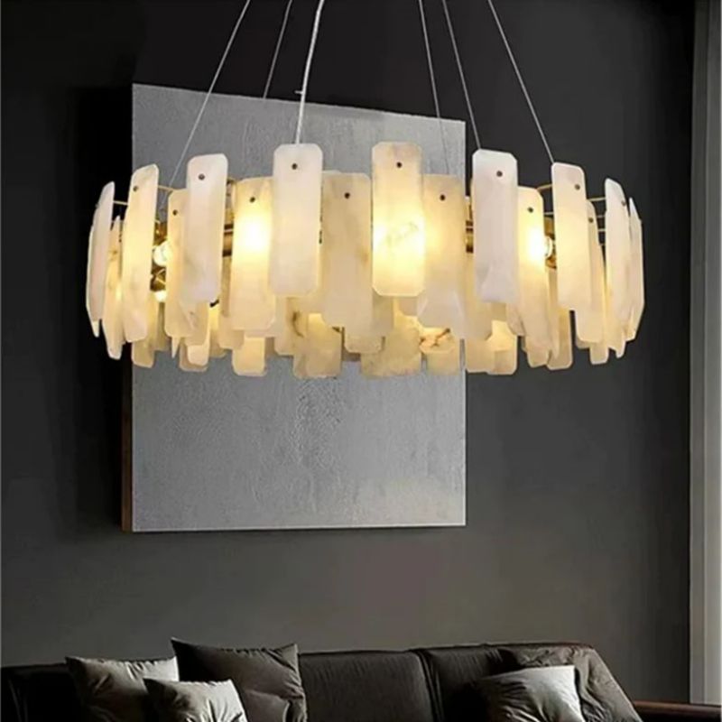 zelnolighting Moira Alabaster Round Chandelier - Zelno