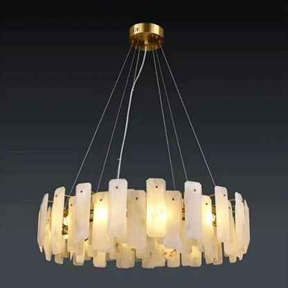 zelnolighting Moira Alabaster Round Chandelier - Zelno