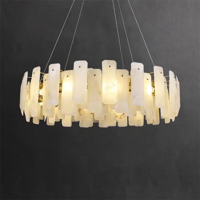 zelnolighting Moira Alabaster Round Chandelier - Zelno