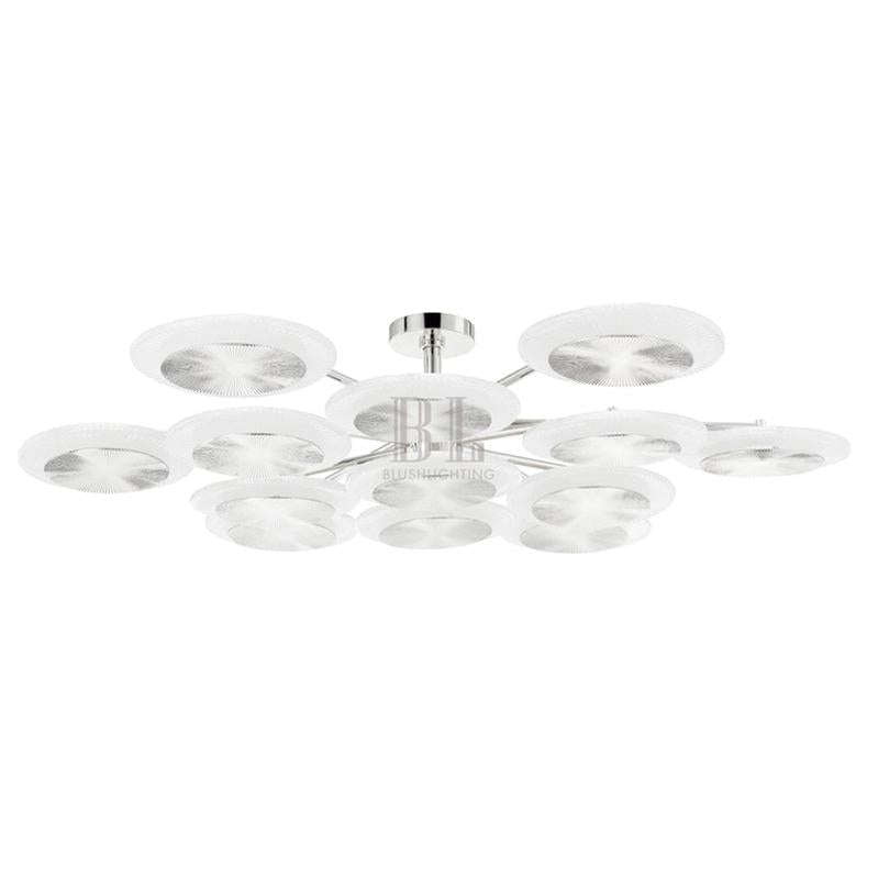 Zelnolighting Ovo Ice Glass Round Chandelier 56.75" - Zelno Lighting